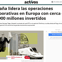 Espaa lidera las operaciones corporativas en Europa con cerca de 85.000 millones invertidos